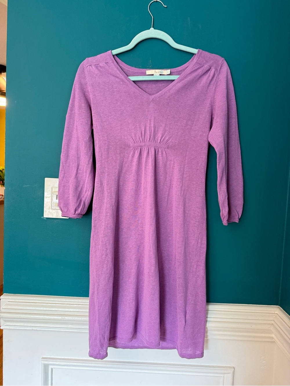 Boden Purple Linen Blend V-Neck Dress